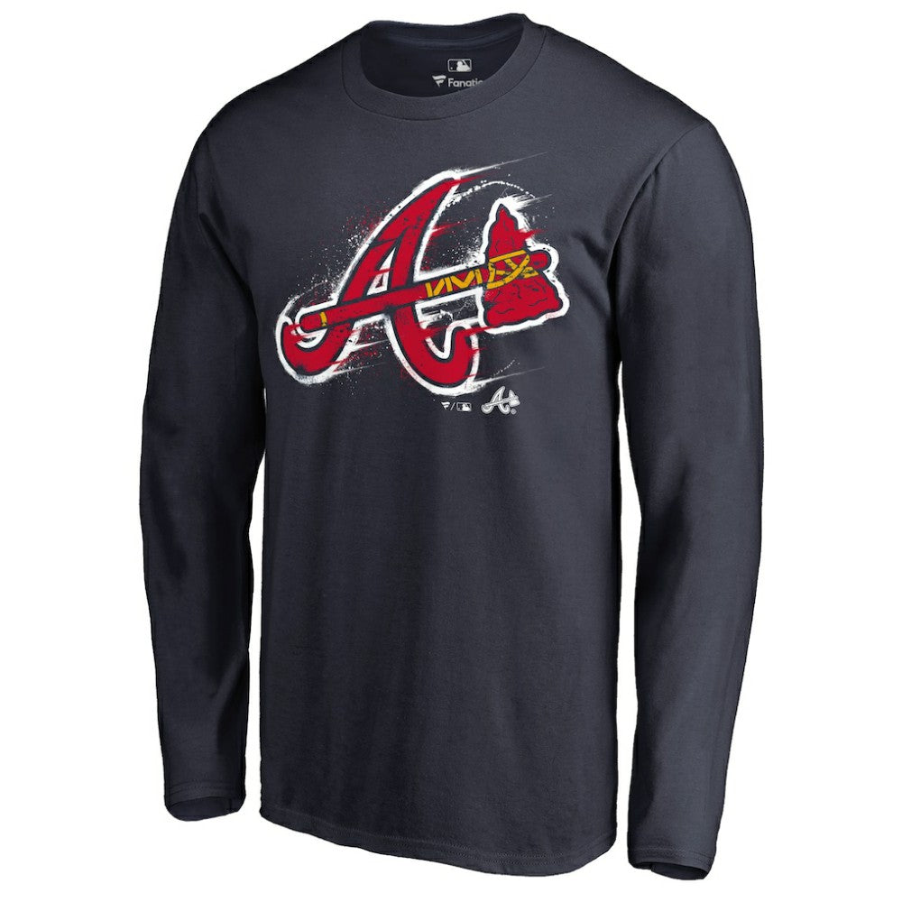 Atlanta Braves Splatter Logo Long Sleeve T-Shirt Sale