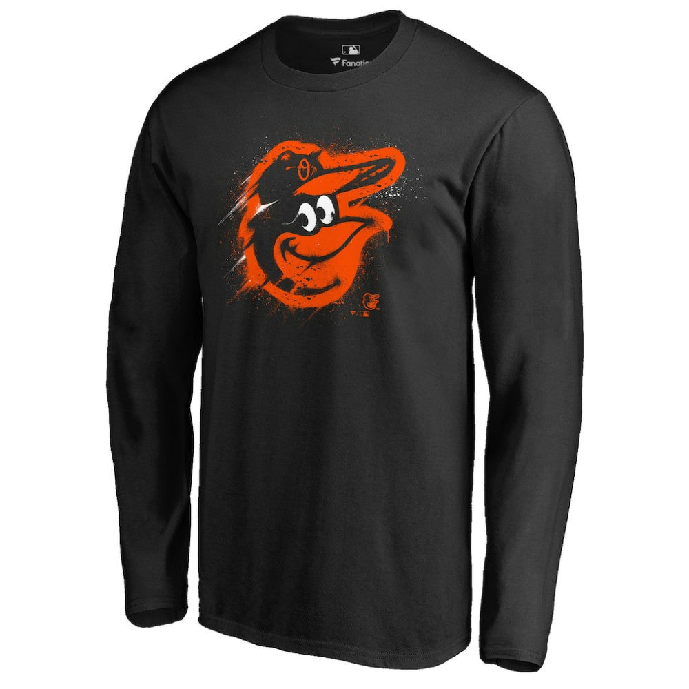 Baltimore Orioles Splatter Logo Long Sleeve T-Shirt for sale