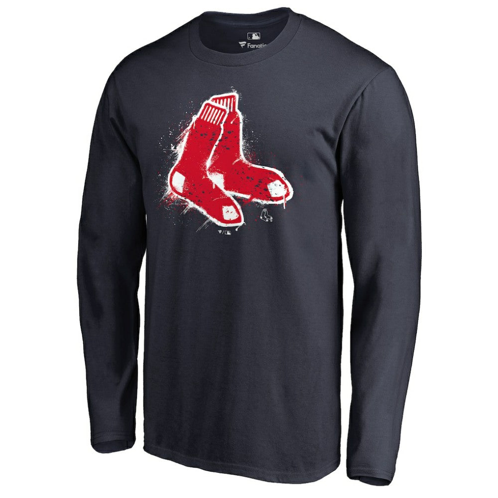 Boston Red Sox Splatter Logo Long Sleeve T-Shirt Outlet
