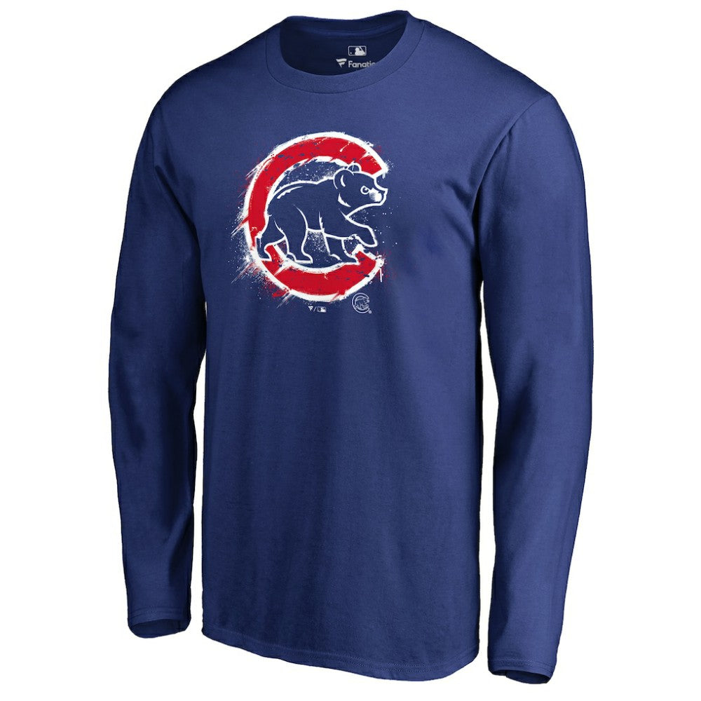 Chicago Cubs Splatter Logo Long Sleeve T-Shirt Near Me