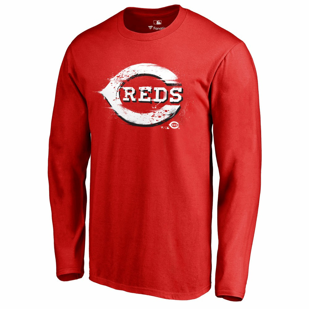 Cincinnati Reds Splatter Logo Long Sleeve T-Shirt Near Me