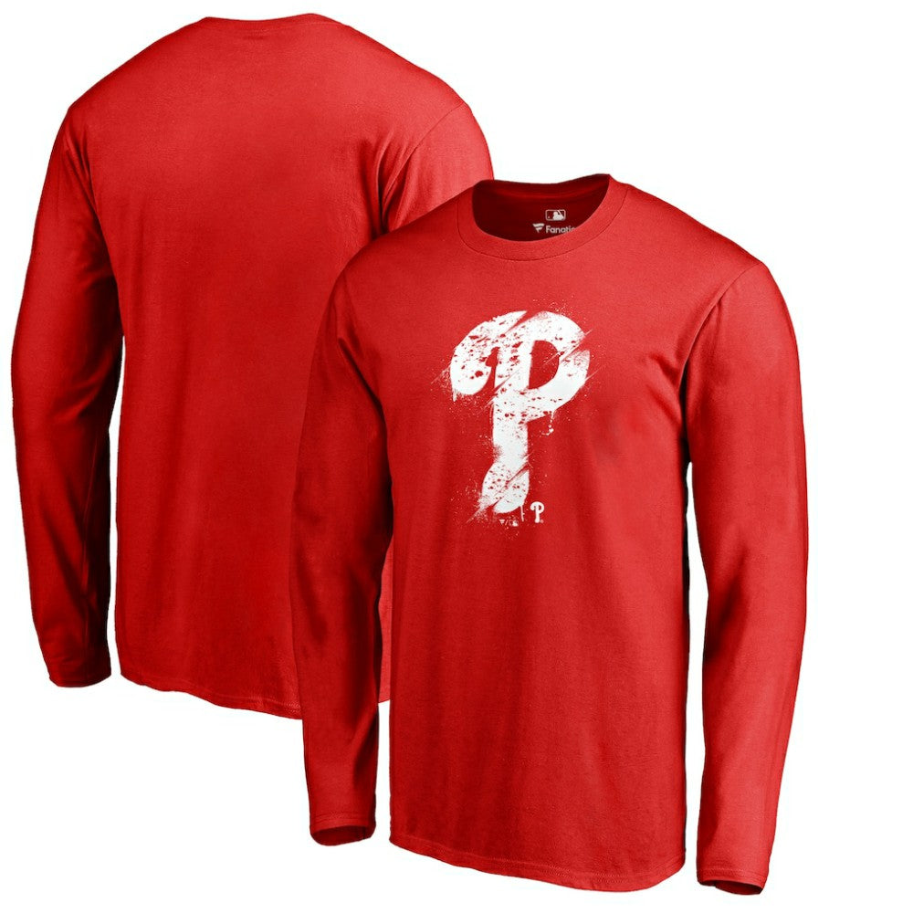 Philadelphia Phillies Splatter Logo Long Sleeve T-Shirt Discount