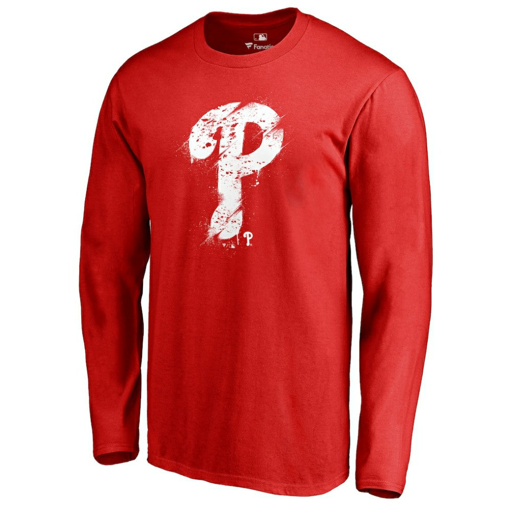 Philadelphia Phillies Splatter Logo Long Sleeve T-Shirt Discount
