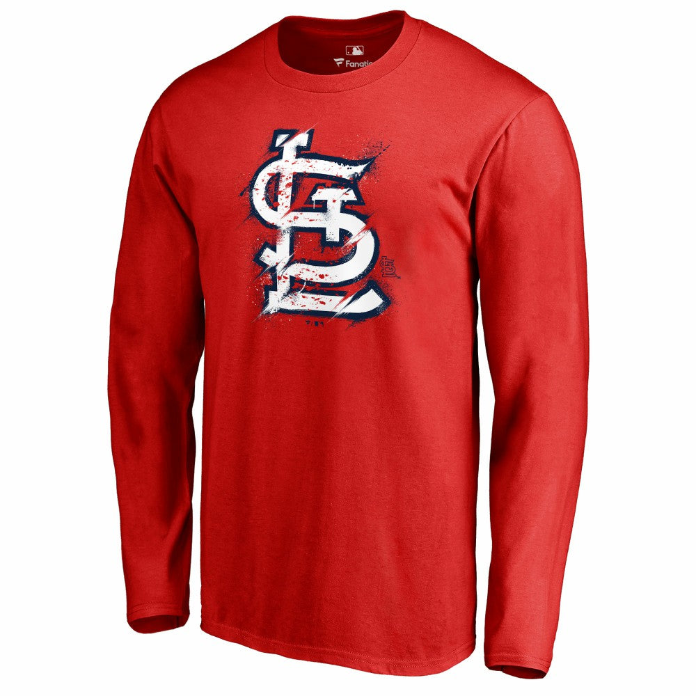 St. Louis Cardinals Splatter Logo Long Sleeve T-Shirt Discount