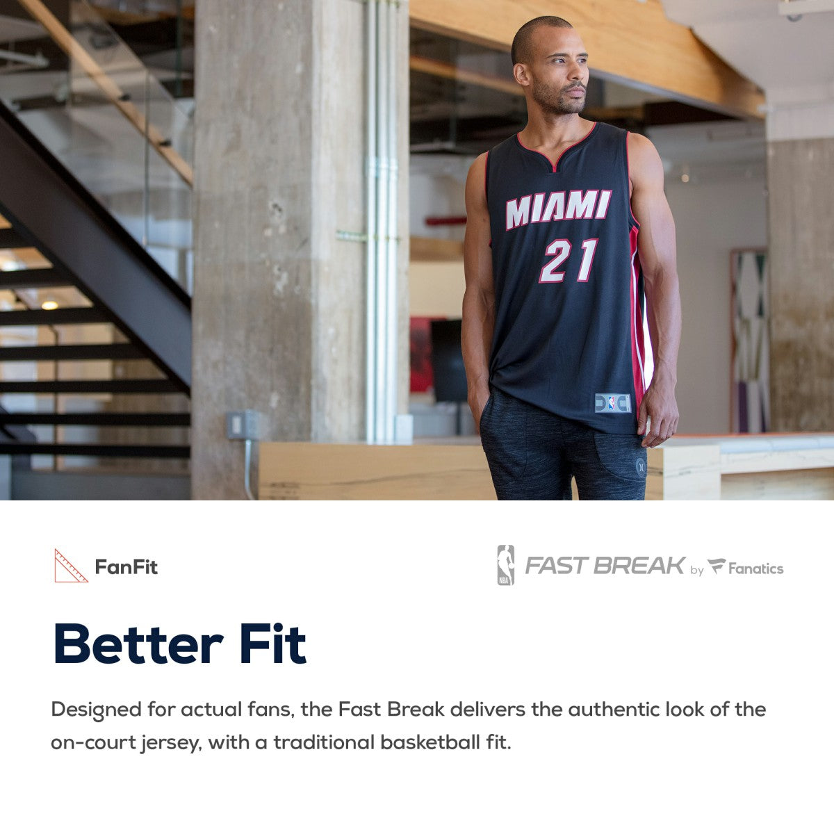 Fanatics Miami Heat Fast Break Custom Replica Jersey Black Icon Edition