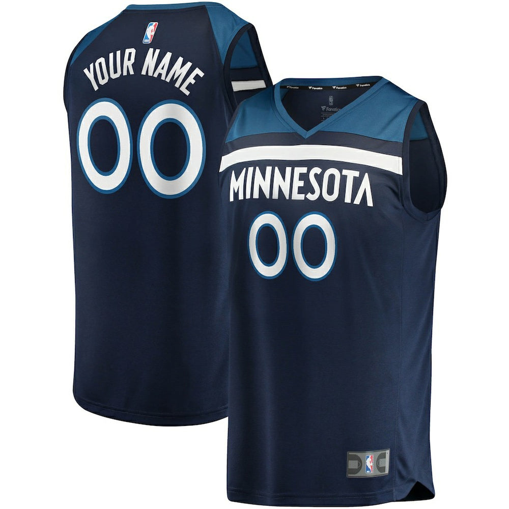 Fanatics Minnesota Timberwolves Fast Break Custom Replica Jersey Navy Icon Edition