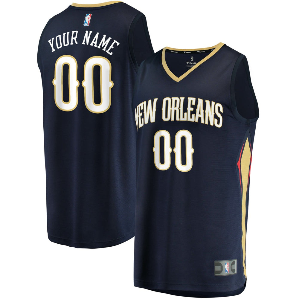 Fanatics New Orleans Pelicans Fast Break Custom Replica Jersey Navy Icon Edition