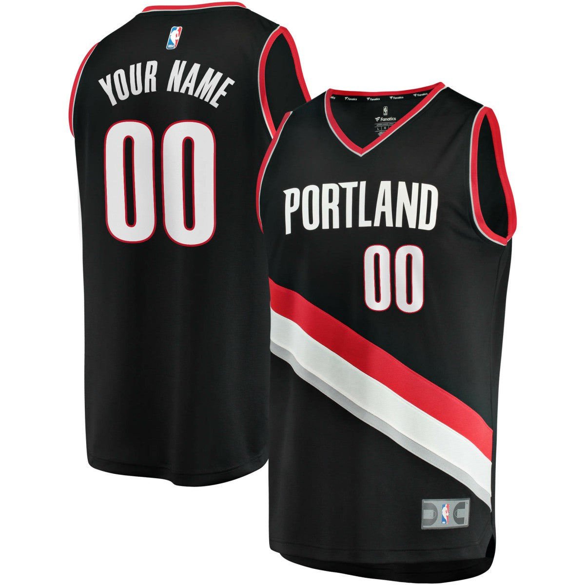 Fanatics Portland Trail Blazers Fast Break Custom Replica Jersey Black Icon Edition