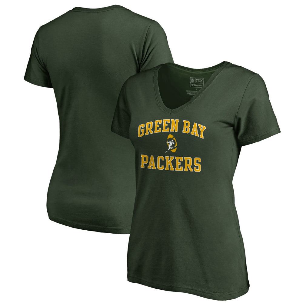 Green Bay Packers Women's Vintage Collection Victory Arch V-Neck T-Shirt - Green - NFL