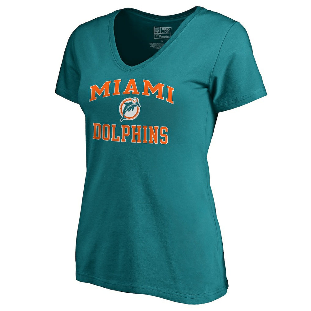 Miami Dolphins Women's Vintage Collection Victory Arch V-Neck T-Shirt - Aqua - NFL