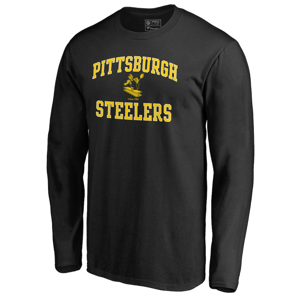 Pittsburgh Steelers Vintage Collection Victory Arch Long Sleeve T-Shirt - Black - NFL