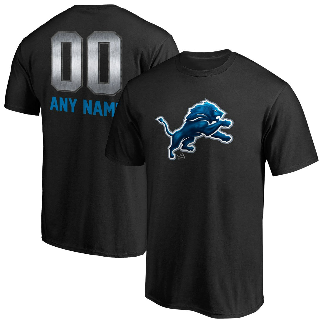 Detroit Lions Personalized Midnight Mascot T-Shirt - Black - NFL
