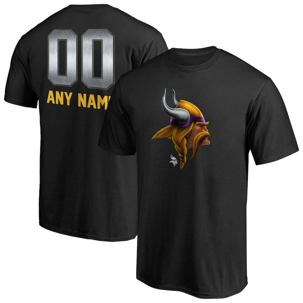Minnesota Vikings Personalized Midnight Mascot T-Shirt - Black - NFL