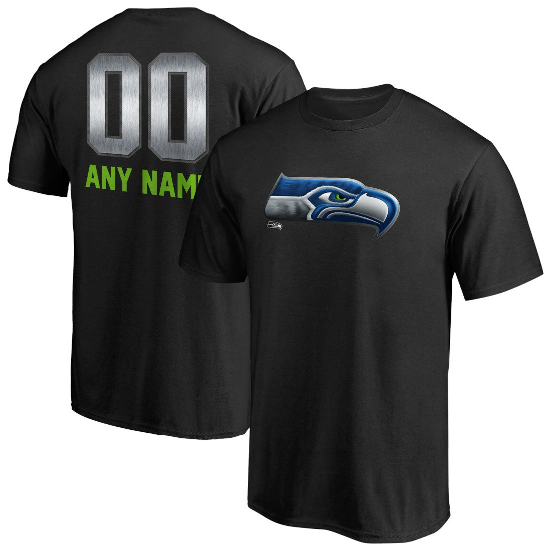 Seattle Seahawks Personalized Midnight Mascot T-Shirt - Black - NFL