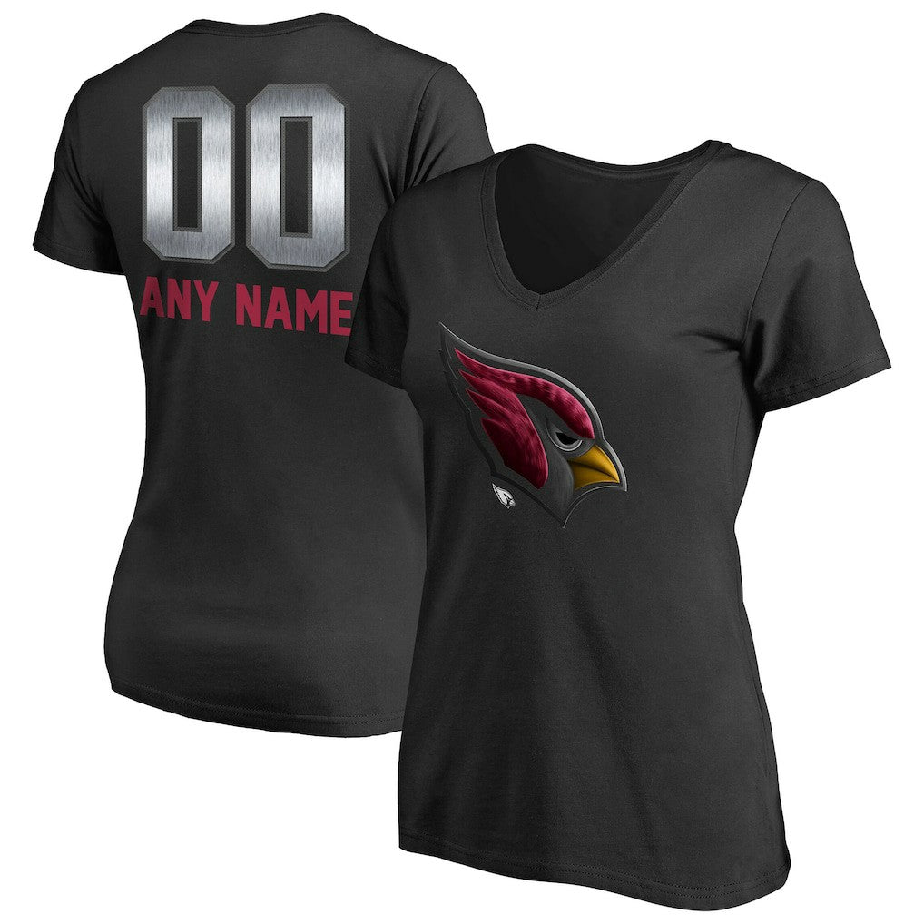 Arizona Cardinals Women's Personalized Midnight Mascot T-Shirt - Black - NFL
