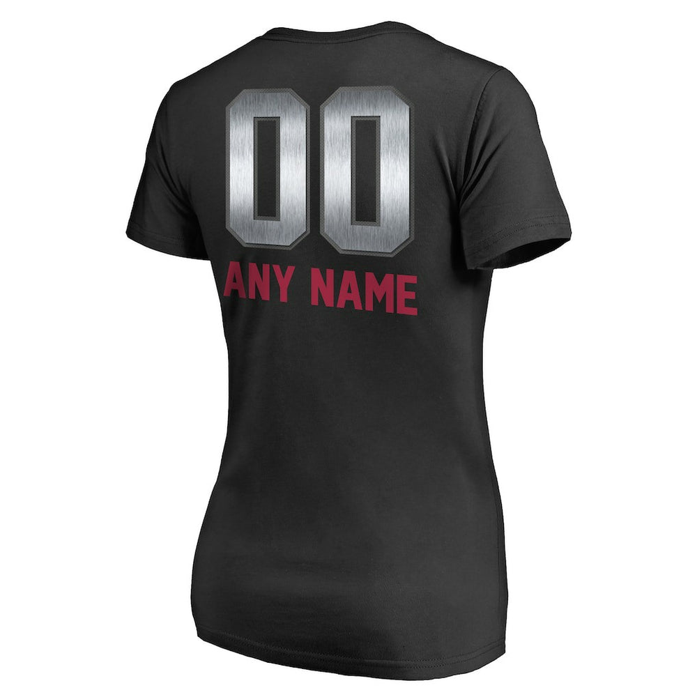 Arizona Cardinals Women's Personalized Midnight Mascot T-Shirt - Black - NFL