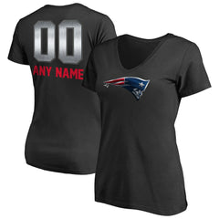 New England Patriots Women's Personalized Midnight Mascot T-Shirt - Black - NFL