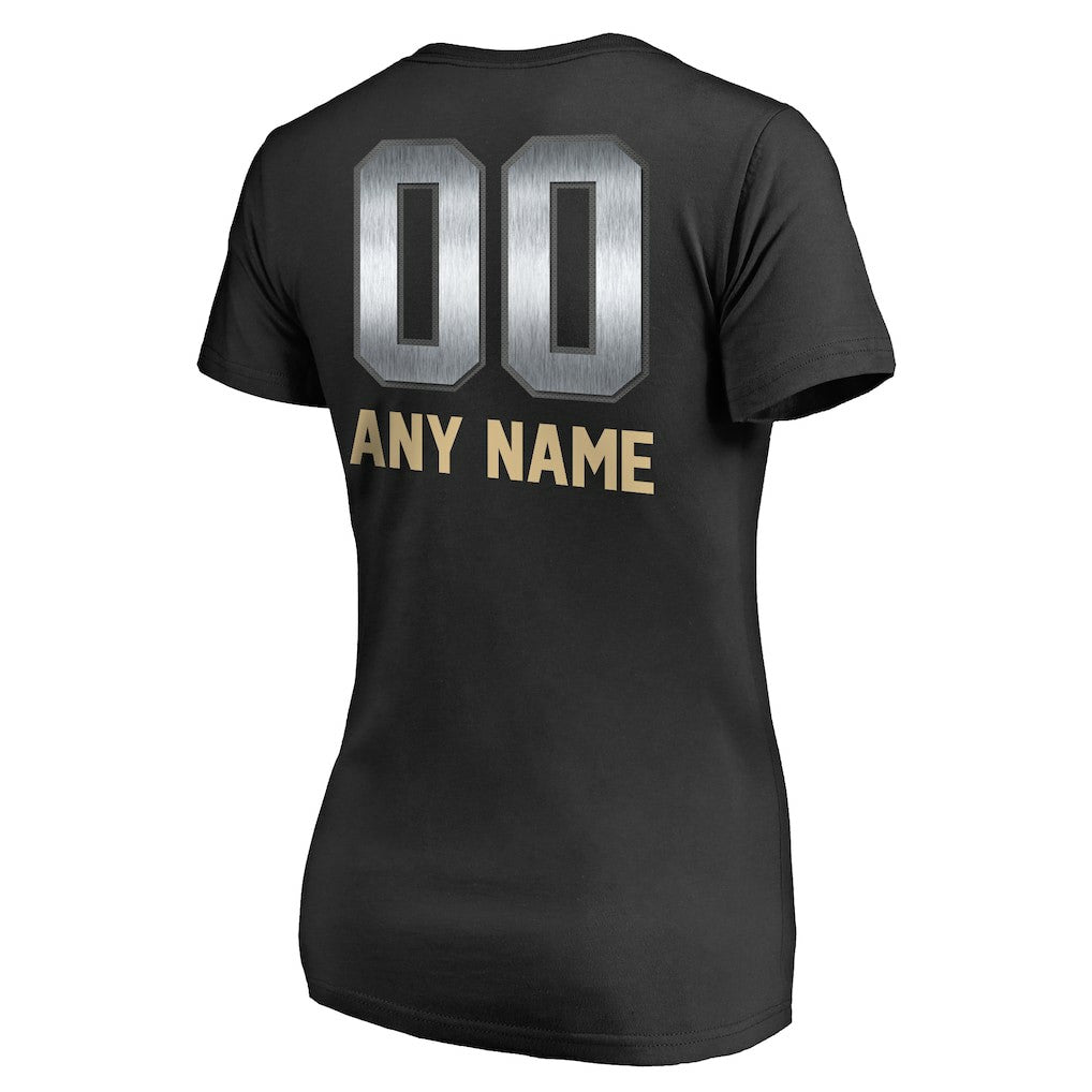 New Orleans Saints Women's Personalized Midnight Mascot T-Shirt - Black - NFL