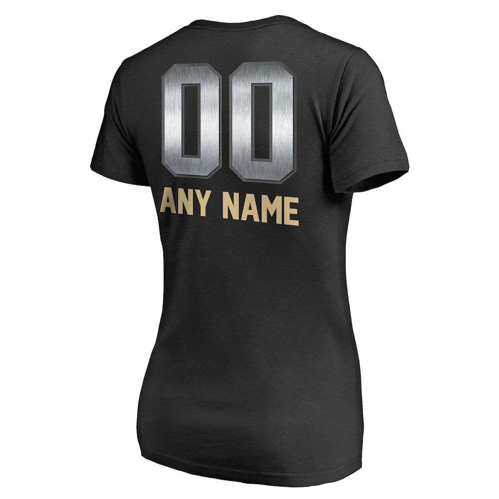 New Orleans Saints Women's Personalized Midnight Mascot T-Shirt - Black - NFL