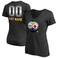 Pittsburgh Steelers Women's Personalized Midnight Mascot T-Shirt - Black - NFL