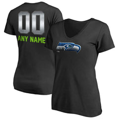 Seattle Seahawks Women's Personalized Midnight Mascot T-Shirt - Black - NFL