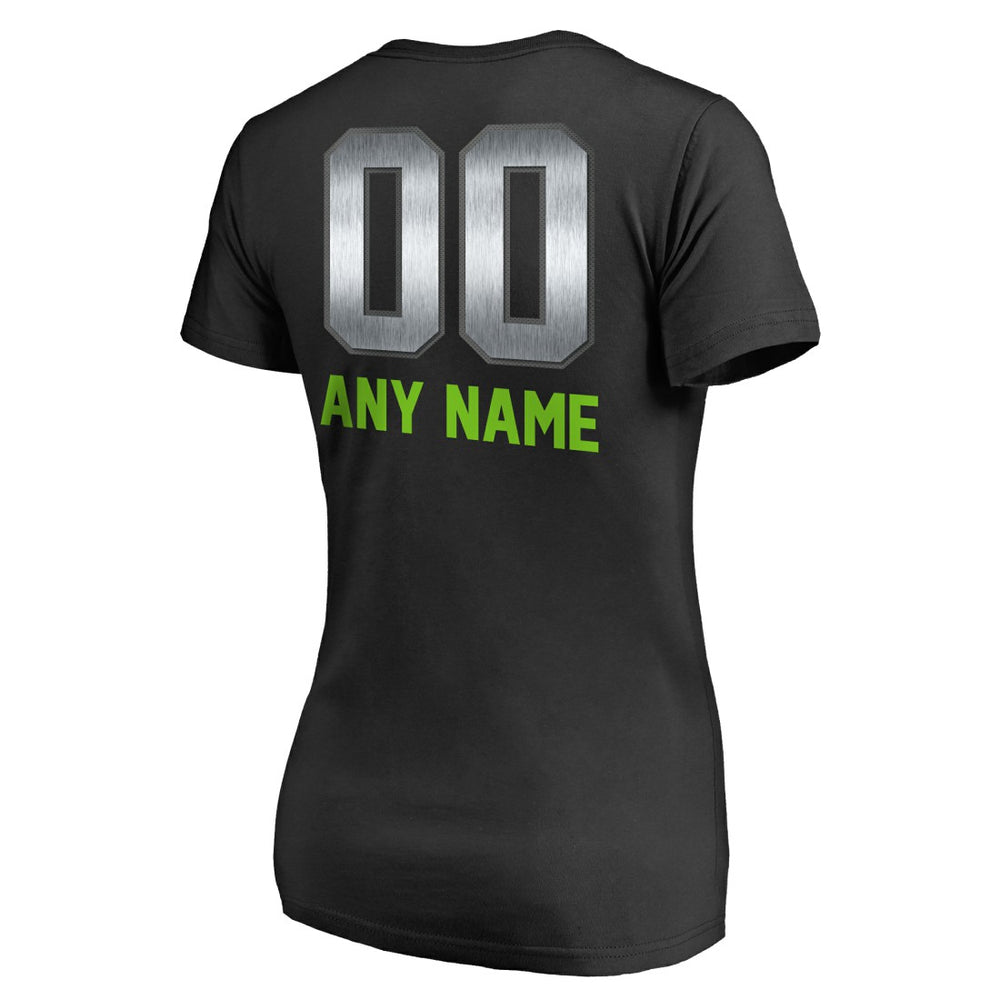 Seattle Seahawks Women's Personalized Midnight Mascot T-Shirt - Black - NFL