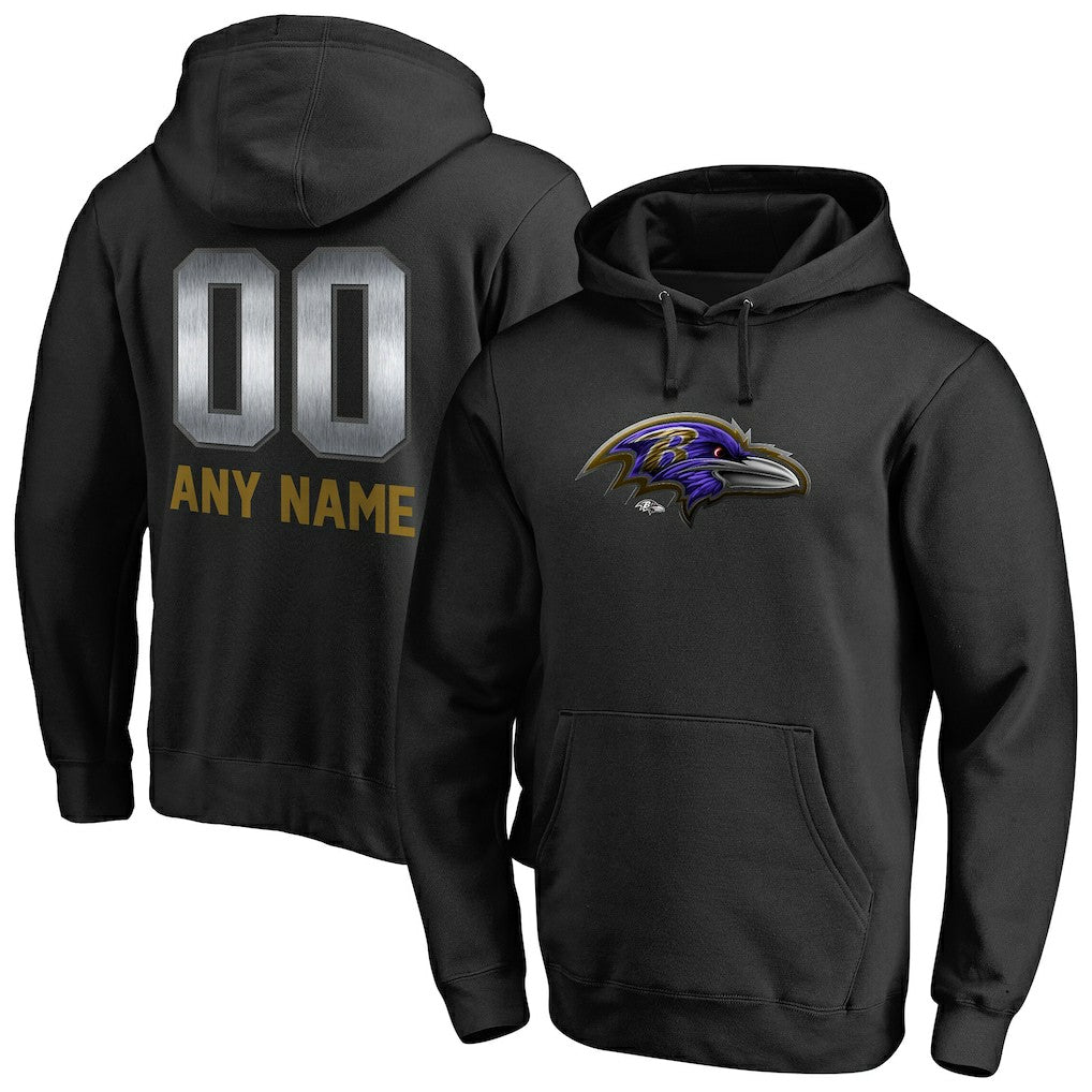 Baltimore Ravens Personalized Midnight Mascot Pullover Hoodie - Black - NFL