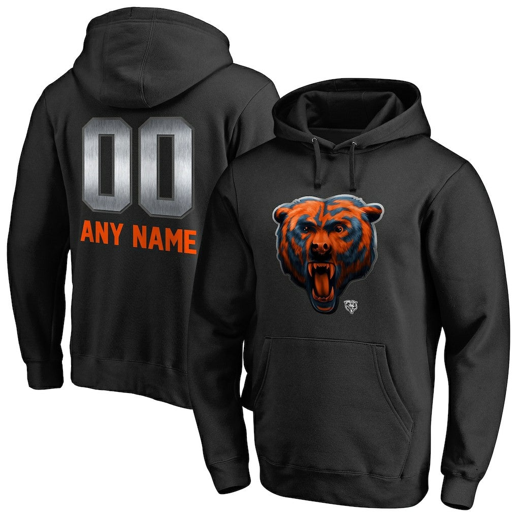 Chicago Bears Personalized Midnight Mascot Pullover Hoodie - Black - NFL