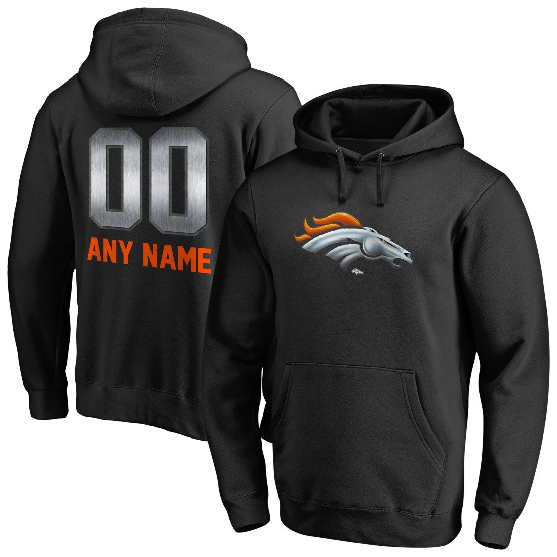 Denver Broncos Personalized Midnight Mascot Pullover Hoodie - Black - NFL