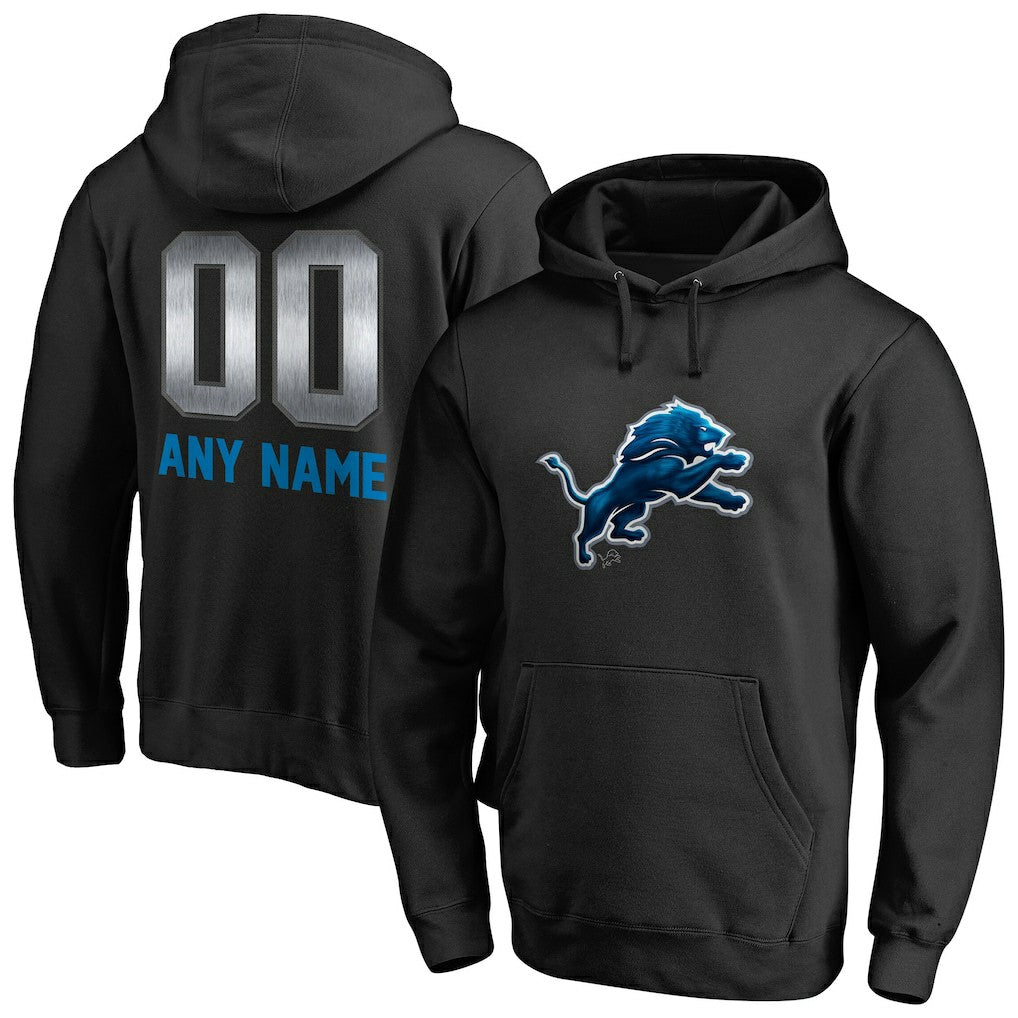 Detroit Lions Personalized Midnight Mascot Pullover Hoodie - Black - NFL