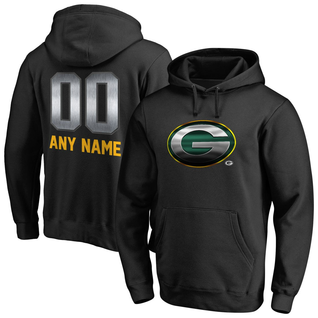 Green Bay Packers Personalized Midnight Mascot Pullover Hoodie - Black - NFL