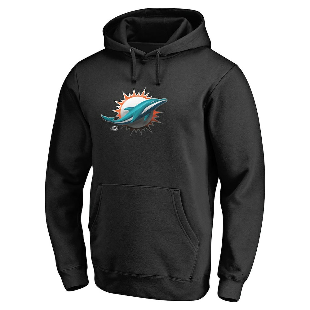 Miami Dolphins Personalized Midnight Mascot Pullover Hoodie - Black - NFL