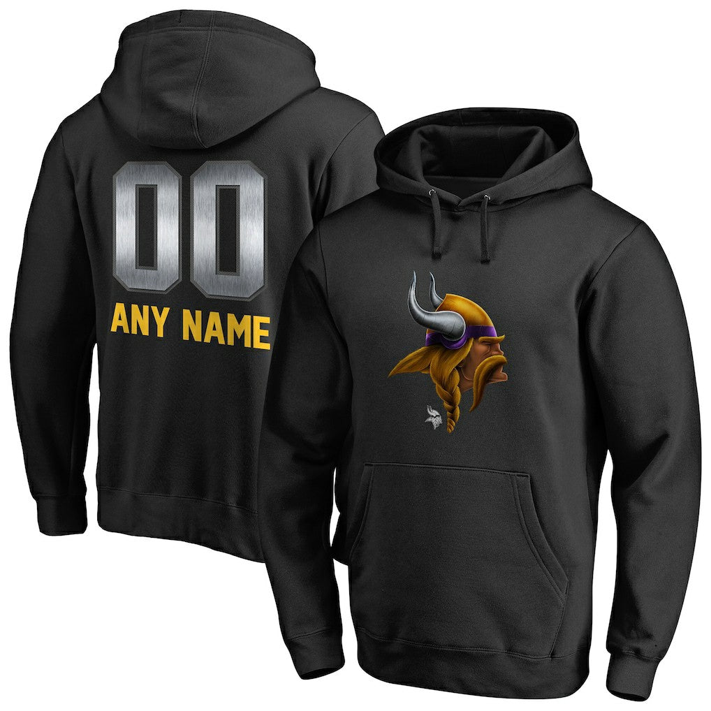 Minnesota Vikings Personalized Midnight Mascot Pullover Hoodie - Black - NFL