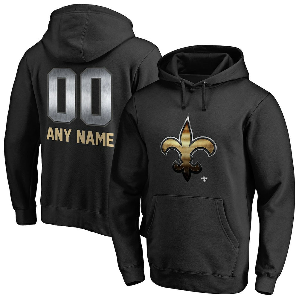 New Orleans Saints Personalized Midnight Mascot Pullover Hoodie - Black - NFL