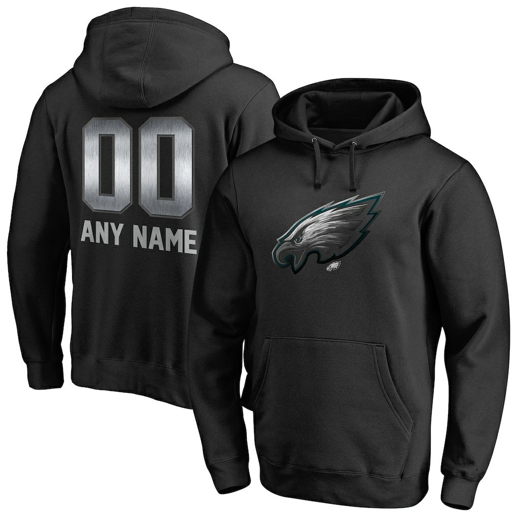 Philadelphia Eagles Personalized Midnight Mascot Pullover Hoodie - Black - NFL