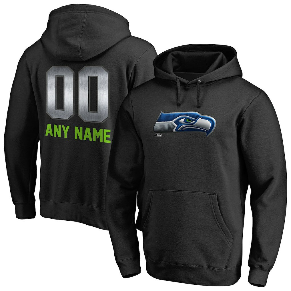 Seattle Seahawks Personalized Midnight Mascot Pullover Hoodie - Black - NFL