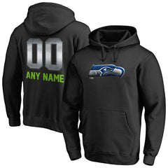 Seattle Seahawks Personalized Midnight Mascot Pullover Hoodie - Black - NFL