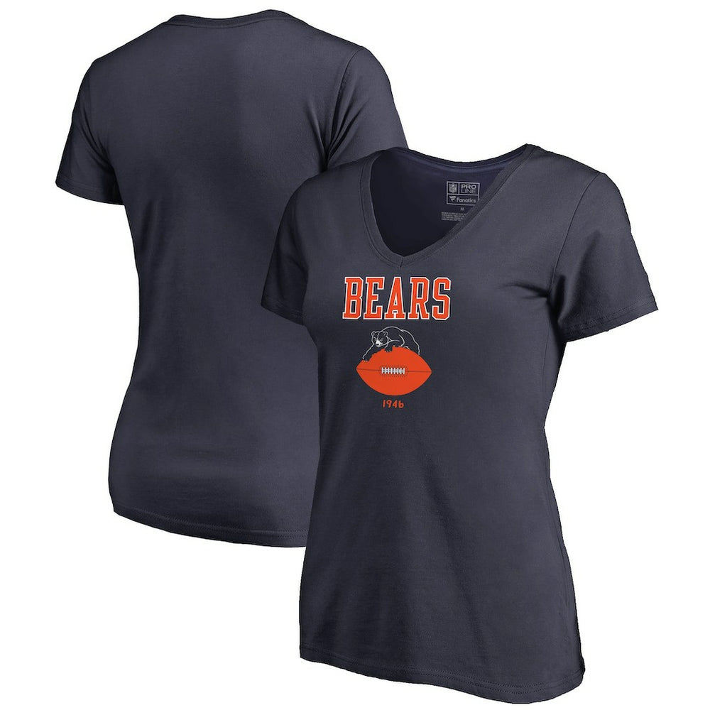 Chicago Bears Women's Vintage Team Lockup V-Neck T-Shirt - Navy - NFL