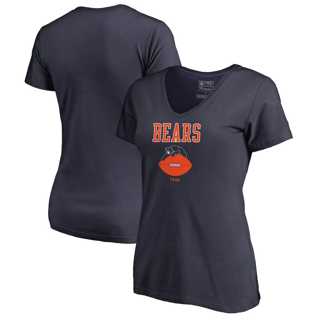 Chicago Bears Women's Vintage Team Lockup V-Neck T-Shirt - Navy - NFL