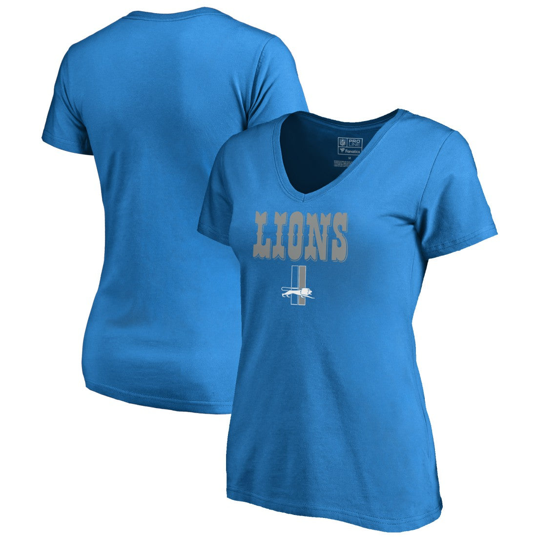Detroit Lions Women's Vintage Team Lockup V-Neck T-Shirt - Blue - NFL
