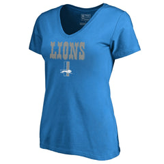 Detroit Lions Women's Vintage Team Lockup V-Neck T-Shirt - Blue - NFL