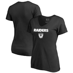 Las Vegas Raiders Women's Vintage Team Lockup V-Neck T-Shirt - Black - NFL