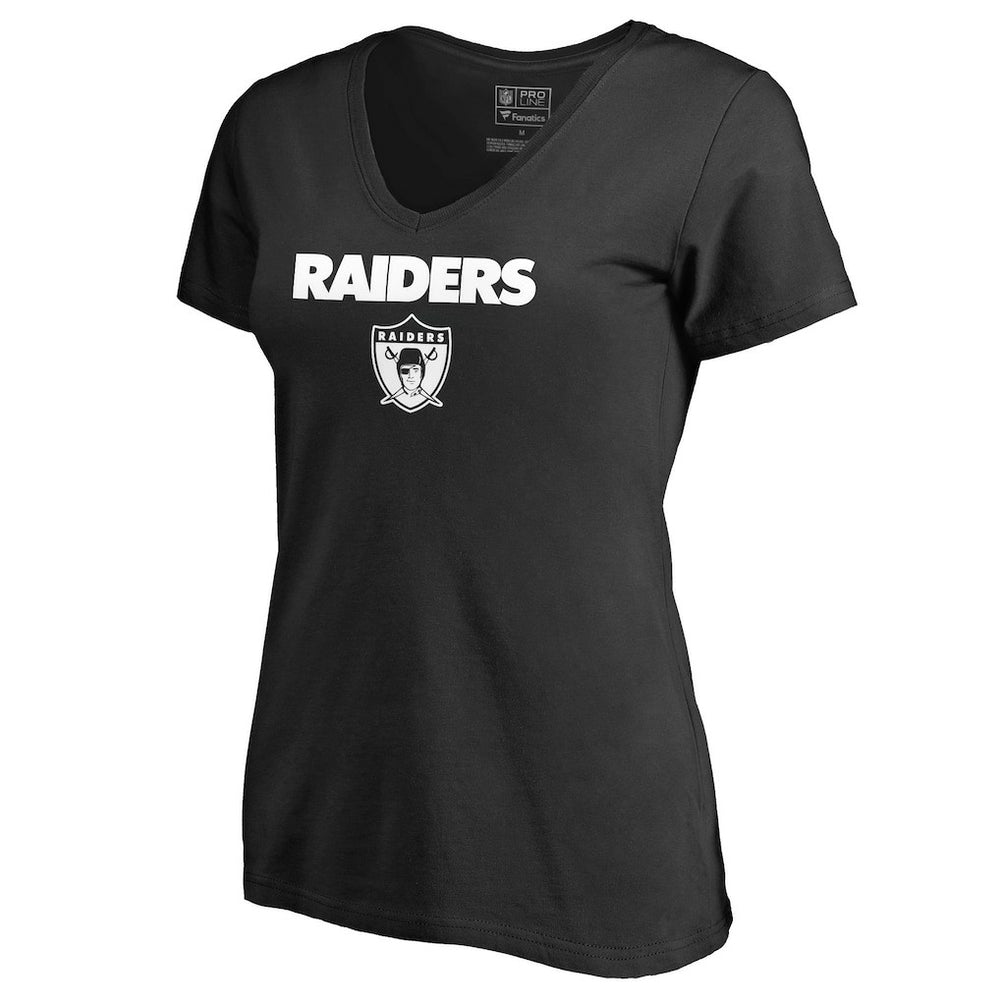 Las Vegas Raiders Women's Vintage Team Lockup V-Neck T-Shirt - Black - NFL