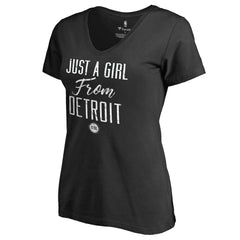 Detroit Pistons Women's Just a Girl V-Neck T-Shirt Black