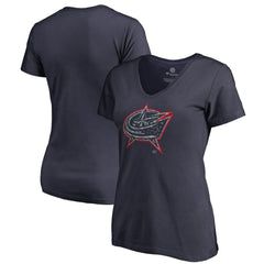 Columbus Blue Jackets Women's Static Logo V-Neck T-Shirt - Navy | NHL Lifestyle
