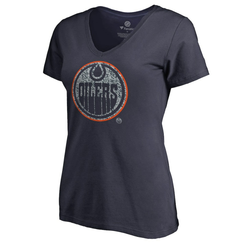 Edmonton Oilers Women's Static Logo V-Neck T-Shirt - Navy | NHL sale