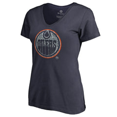 Edmonton Oilers Women's Static Logo V-Neck T-Shirt - Navy | NHL sale