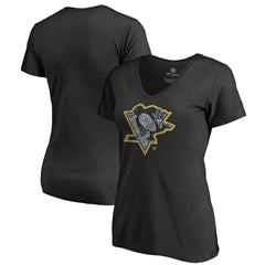 Pittsburgh Penguins Women's Static Logo V-Neck T-Shirt - Black | NHL near me