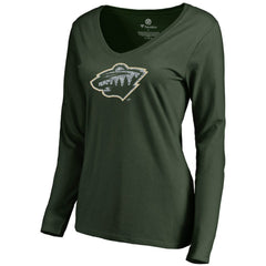 Minnesota Wild Women's Static Logo Long Sleeve V-Neck T-Shirt - Green | NHL on sale