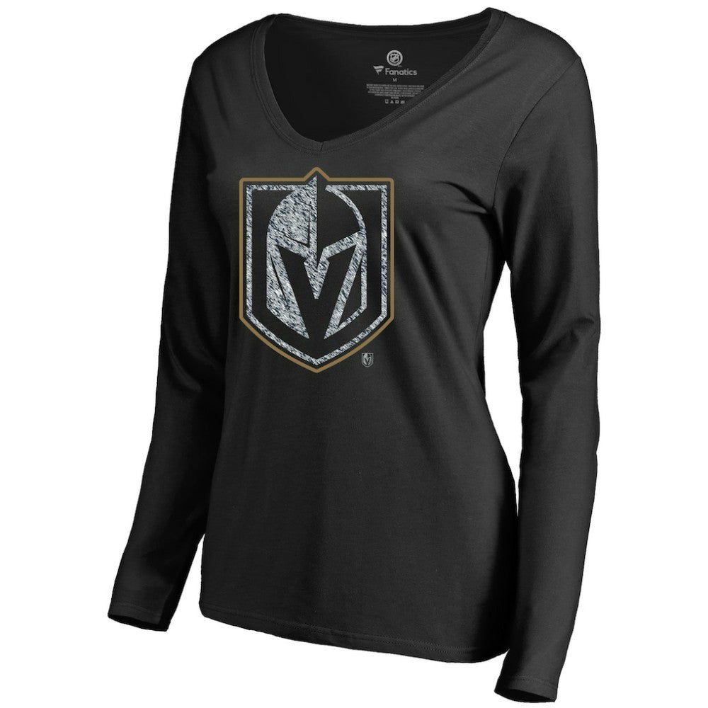 Vegas Golden Knights Women's Static Logo Long Sleeve V-Neck T-Shirt - Black | NHL sale